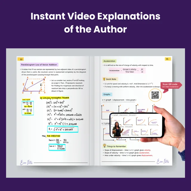 EzeeNotes notes page with a QR code that opens a video explanation